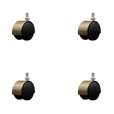Service Caster 2'' Floor Safe Antique Hooded Twin Wheel Caster 3/8 Threaded Stem, 4PK SCC-TS02S50D-NYU-WA-382458-4